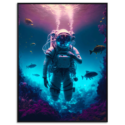 Astronaut Poster Wohnzimmer Abstrakt Kunst Wanddeko Bild Astronaut unter Wasser Poster Korallen Meer Home Wandkunst