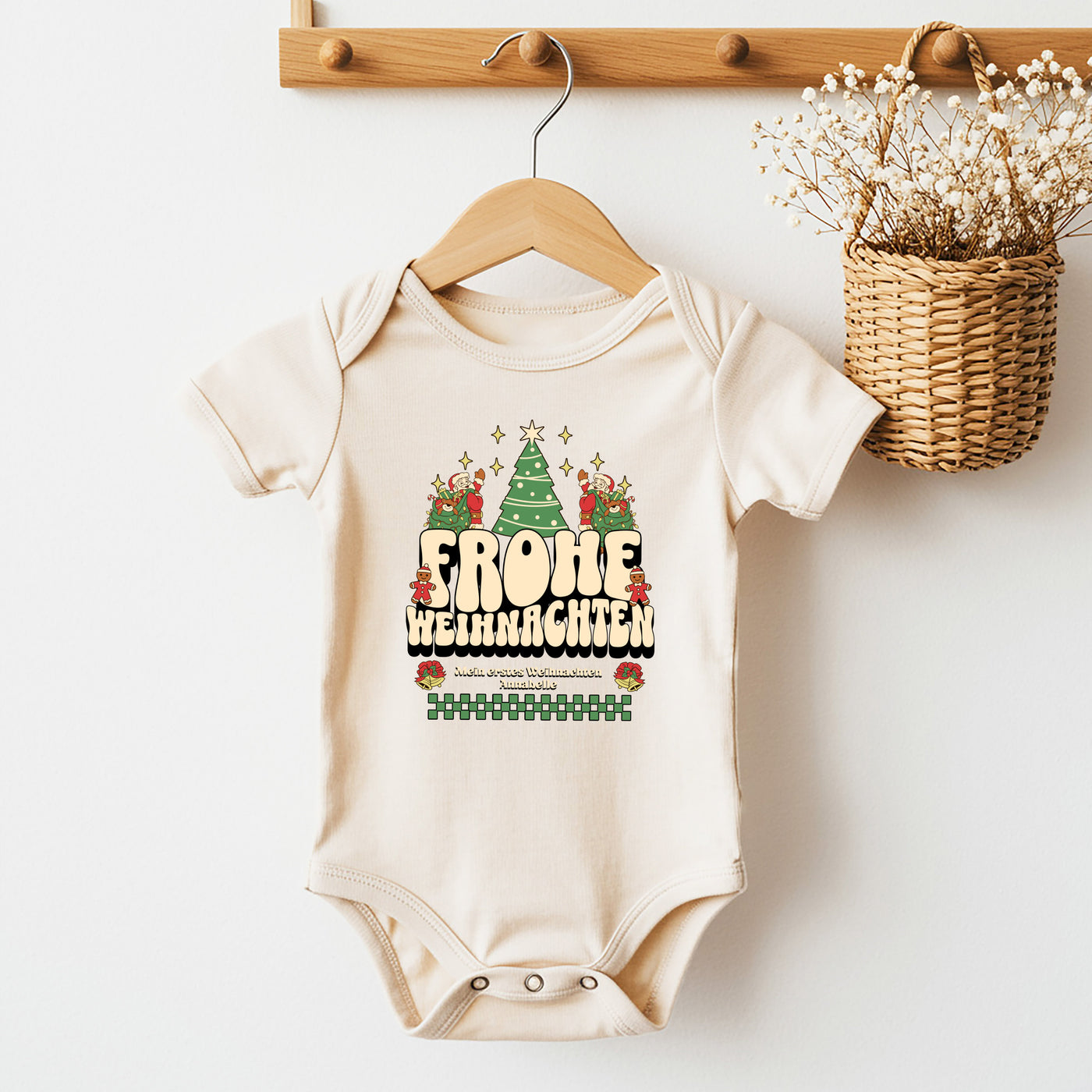 Familie im Partnerlook - Unser erstes Weihnachten Shirts Familienoutfit Festlich - Papa Babybody personalisiert T-Shirts Mama Tochter Outfit