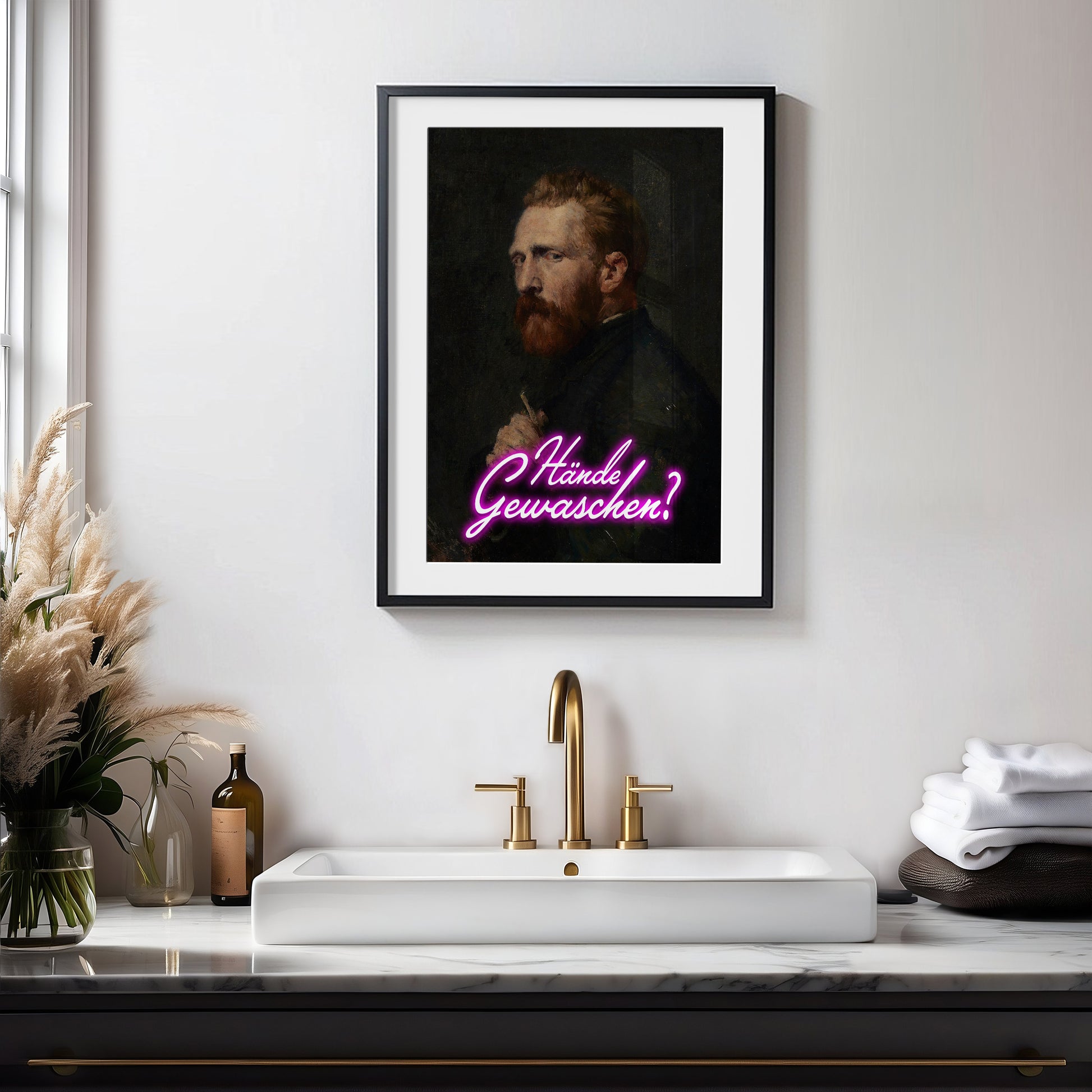 Hände gewaschen Poster Badezimmer Bild Vintage Print Toiletten Poster Gäste WC Deko Geschenk Hauskauf Einweihungsparty Art Deco Poster