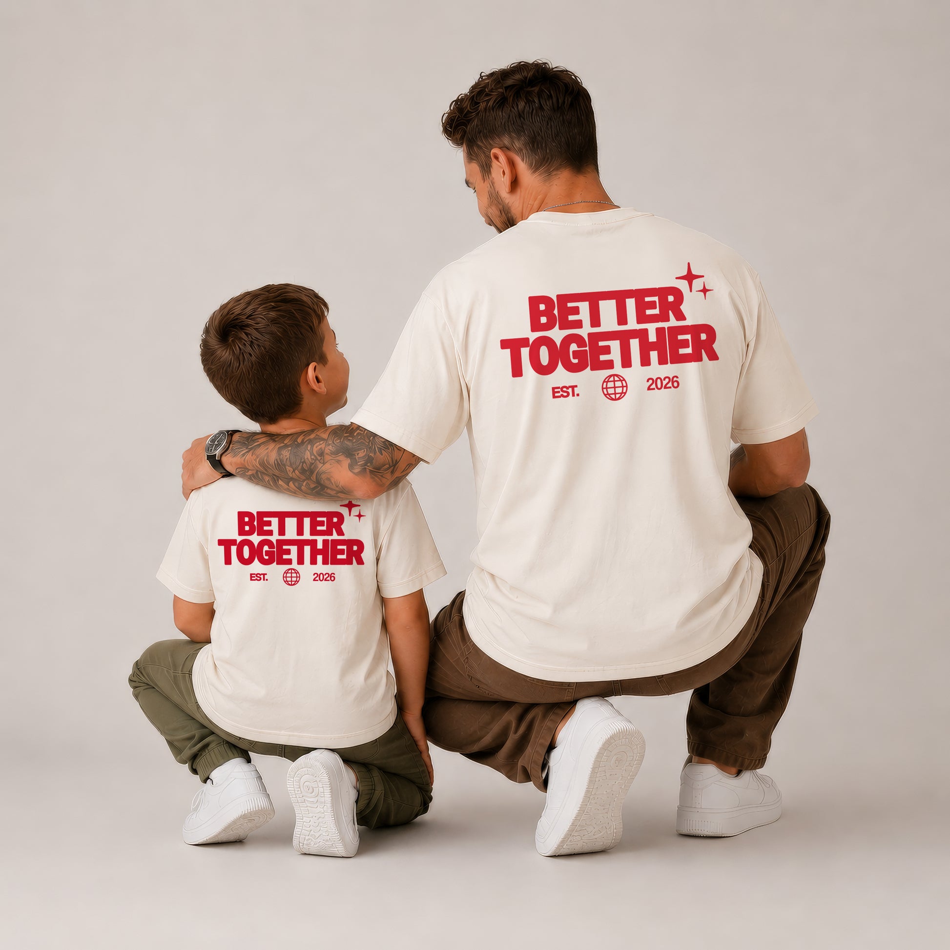 Partnerlook Shirts Personalisiert - Better Together - Papa Baby Geschenk Vatertag - Partner Outfit Familie Wunschdatum Mutter Tochter Outfit