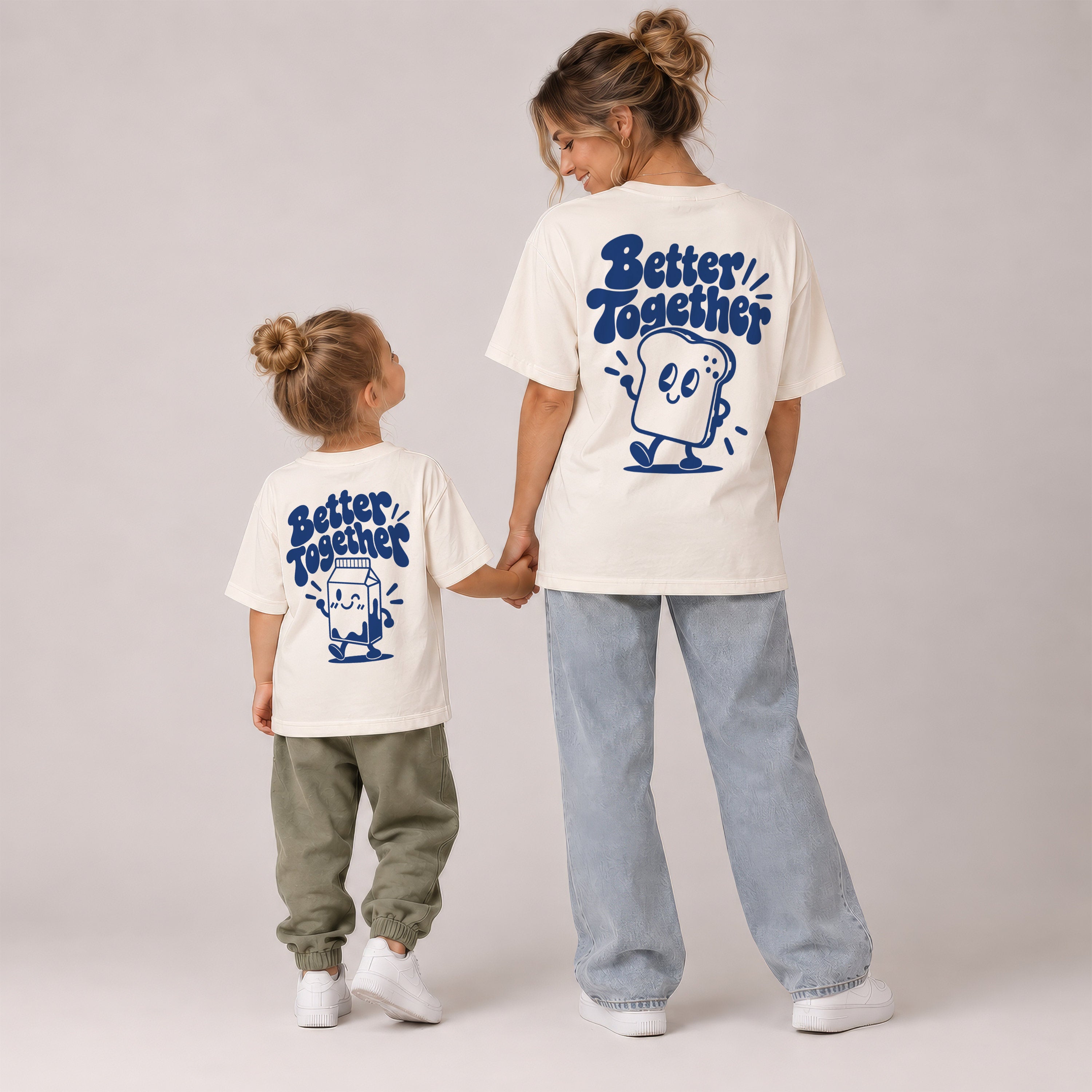 Mutter Tochter Outfit & Vater Sohn Partnerlook Shirts - Toast und Milk Better Together Baby Geschenk zur Geburt für Eltern - Familienoutfit