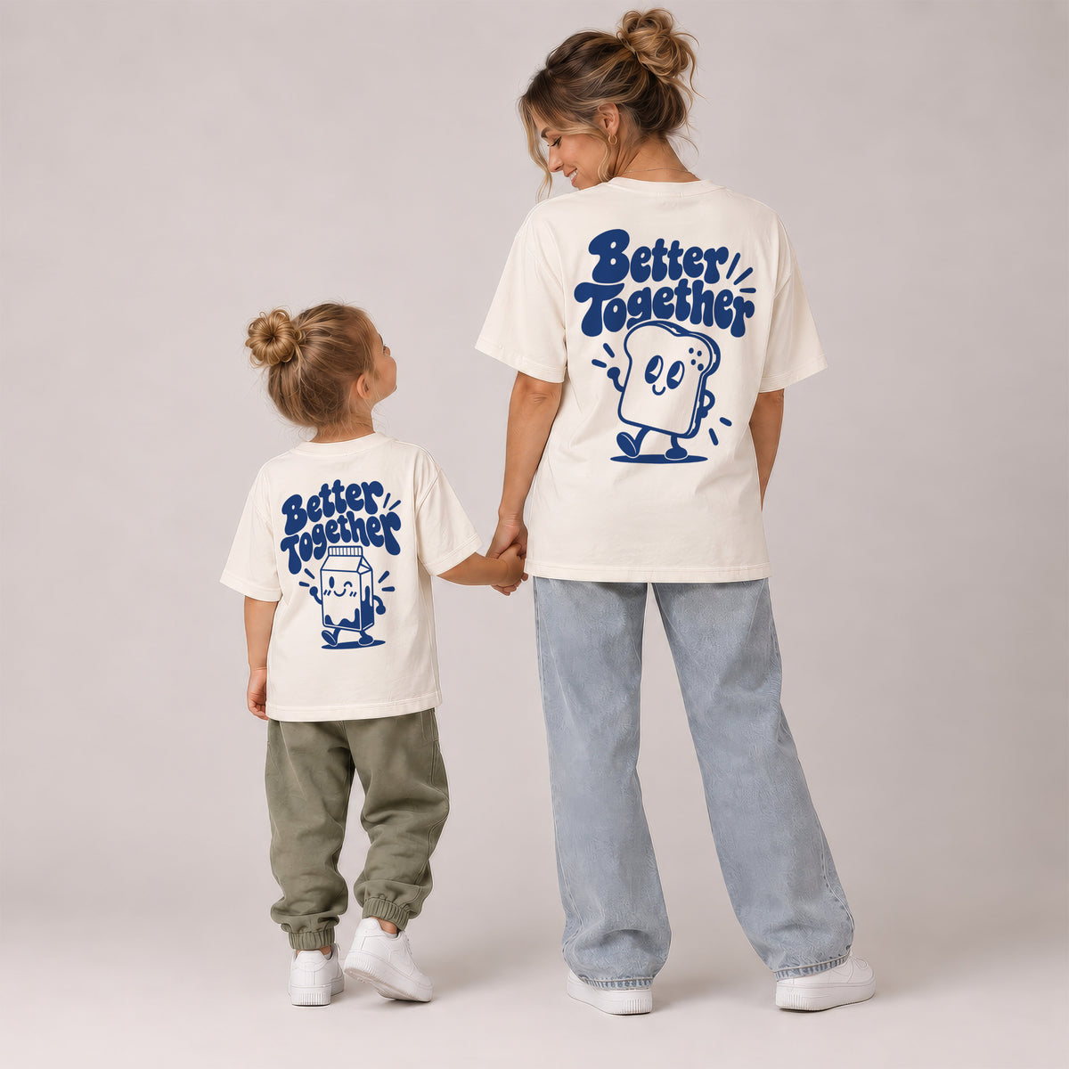 Mutter Tochter Outfit & Vater Sohn Partnerlook Shirts - Toast und Milk Better Together Baby Geschenk zur Geburt für Eltern - Familienoutfit