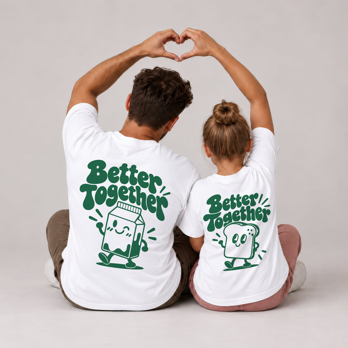Mutter Tochter Outfit & Vater Sohn Partnerlook Shirts - Toast und Milk Better Together Baby Geschenk zur Geburt für Eltern - Familienoutfit