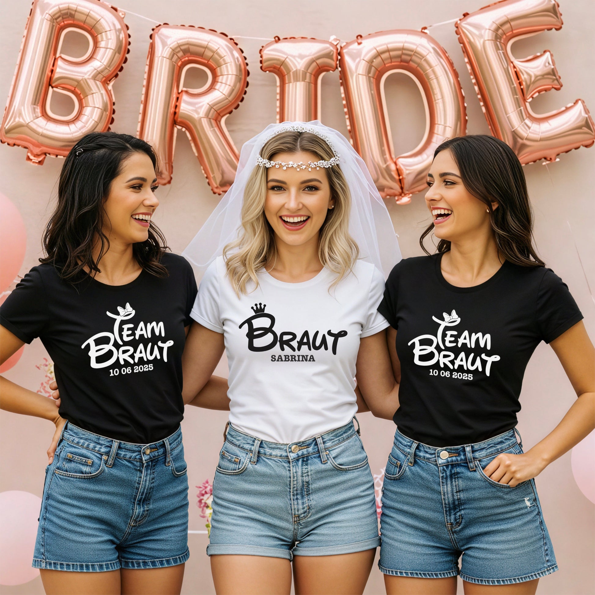 Braut und Team Braut Shirts JGA T-Shirt Frauen Junggesellinnenabschied Personalisiert Braut Shirt Jga Frauen Team Bride Shirts Lustig JGA