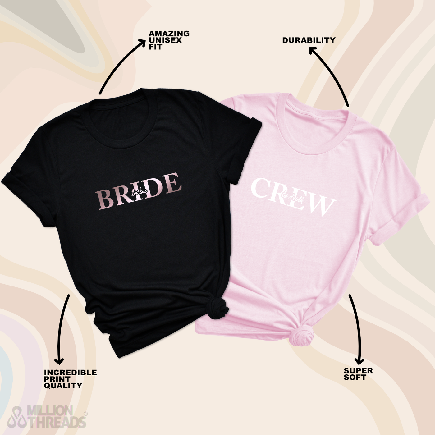 Bride to be Crew to drink Shirts JGA Braut T-Shirt Team Junggesellinnenabschied Shirts Frauen JGA Party Shirts Bride Crew Braut und Team