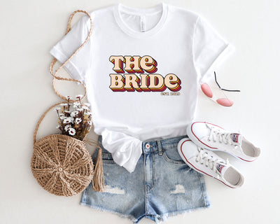 Team Bride Shirt JGA Braut Retro T-Shirt 70er Shirts Junggesellinnenabschied Jga Frauen Unisex Shirts Braut und Team Braut