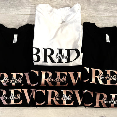 Bride to be Crew to drink Shirts JGA Braut T-Shirt Team Junggesellinnenabschied Shirts Frauen JGA Party Shirts Bride Crew Braut und Team