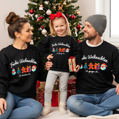 Personalisierte Weihnachtspullover für die Familie - Familienoutfit Weihnachten Sweater für Mama, Papa und Baby
