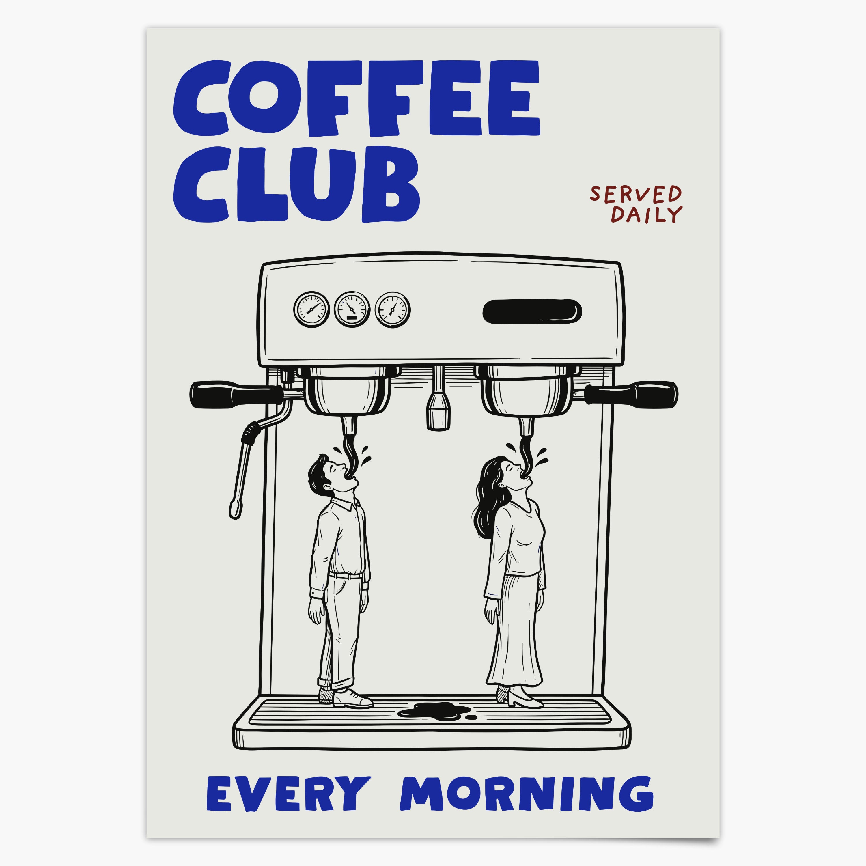 Coffee Club Küchen Poster - Lustiger Espresso Print - Modernes Wohndekor Esszimmer