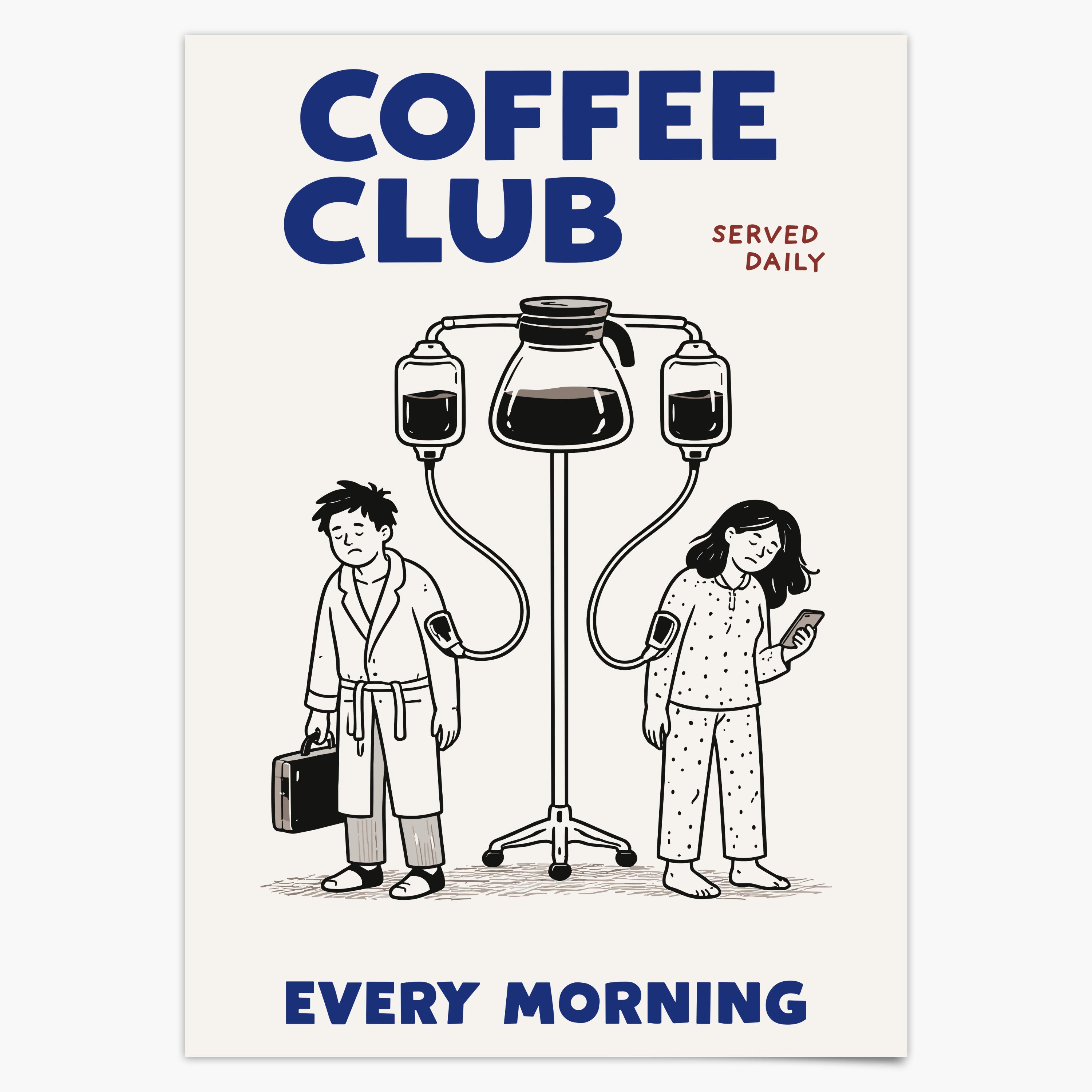 Küchen Kaffee Poster Coffee Club Bild Lustig - Espresso Print - Modernes Wohndekor für Esszimmer