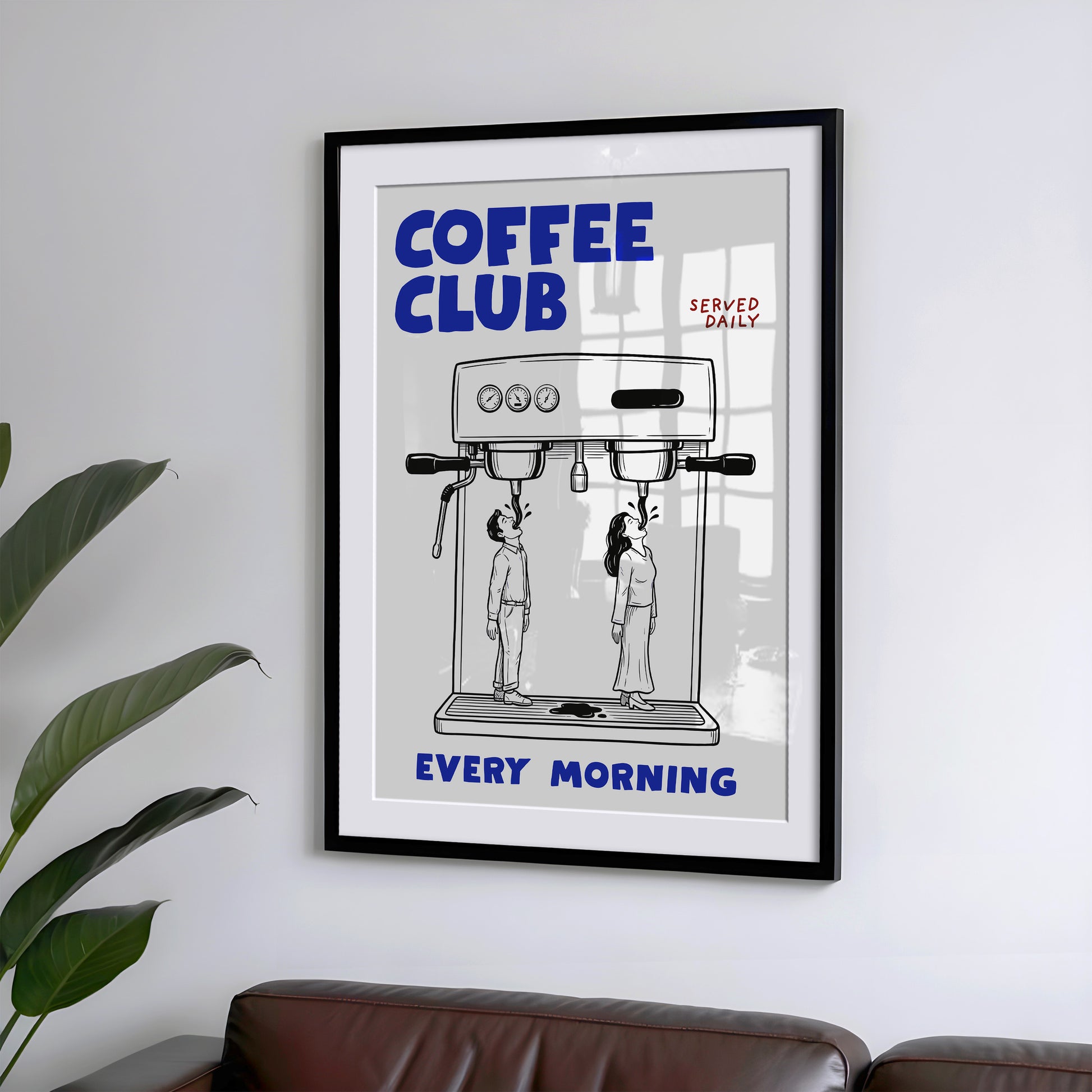 Coffee Club Küchen Poster - Lustiger Espresso Print - Modernes Wohndekor Esszimmer