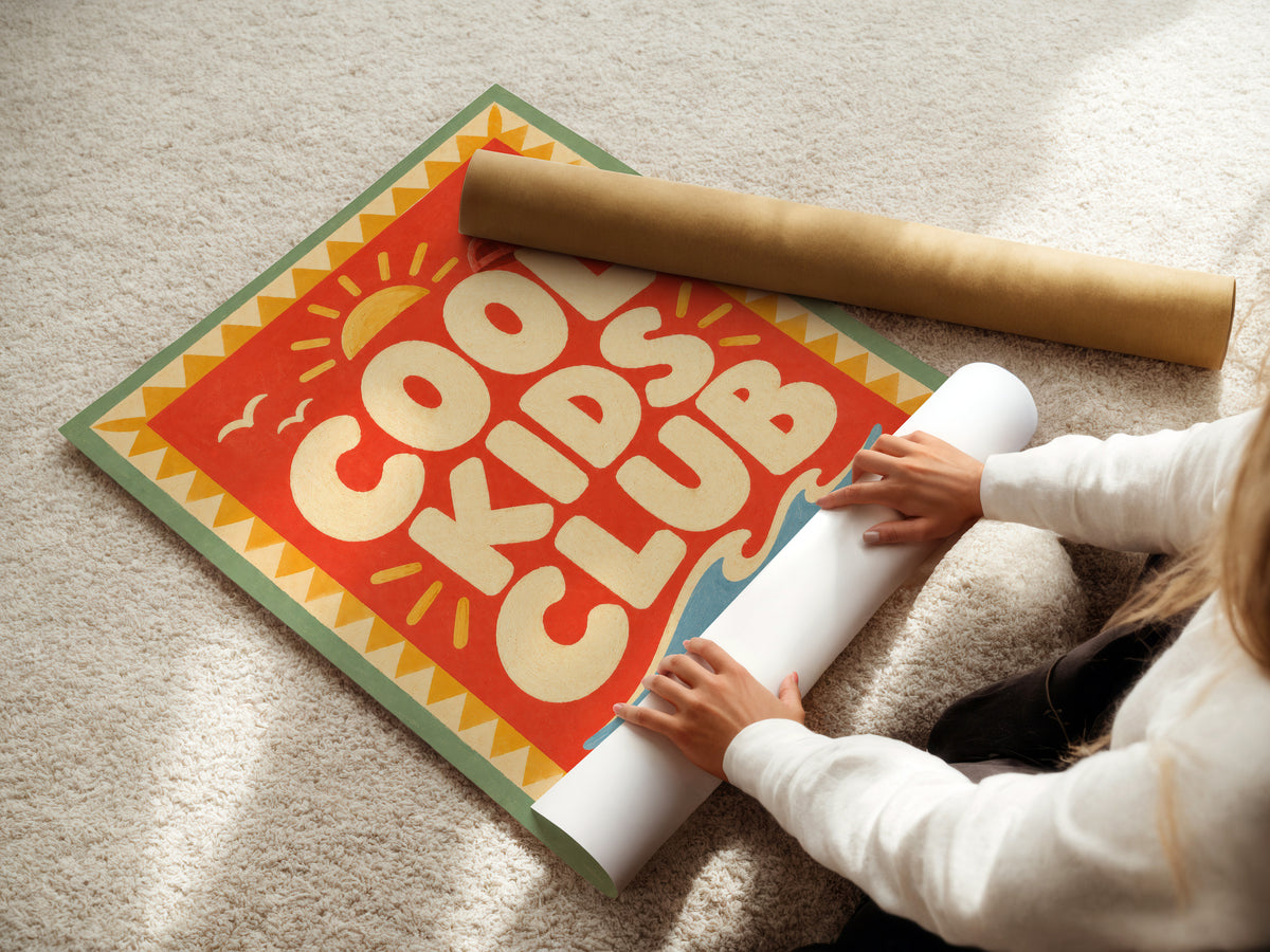 Kinderzimmer Poster Set Retro Bilder Tiere, Möwe Krokodil Schildkröte, Cool Kids Club Babyzimmer Deko Geschenk zur Geburt einzeln oder Set