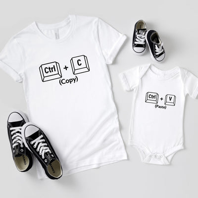 Copy Paste Shirt Ctrl C und Ctrl V Vater Sohn Partnerlook Mutter Tochter Outfit Geschenk Eltern Geburt Vater Baby Geschenk Vatertag Shirts