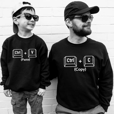 Vater Sohn Partnerlook und Mutter Tochter Outfit Baby Geschenk Eltern Geburt Copy Paste Sweater Ctrl C und Ctrl V Pullover Pärchen Sweater