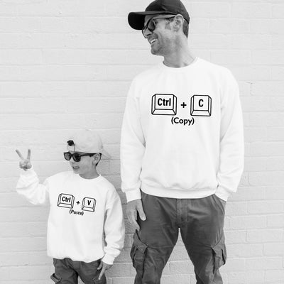 Vater Sohn Partnerlook und Mutter Tochter Outfit Baby Geschenk Eltern Geburt Copy Paste Sweater Ctrl C und Ctrl V Pullover Pärchen Sweater