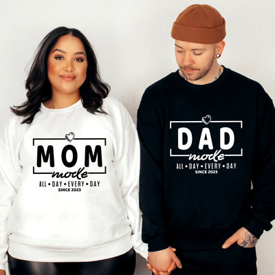 Dad Mom Sweatshirt Eltern Geschenk Dad Pullover Mom Schwangerschaft verkünden Schwangerschaft Geschenk Wunschdatum Vatertag Muttertag Unisex