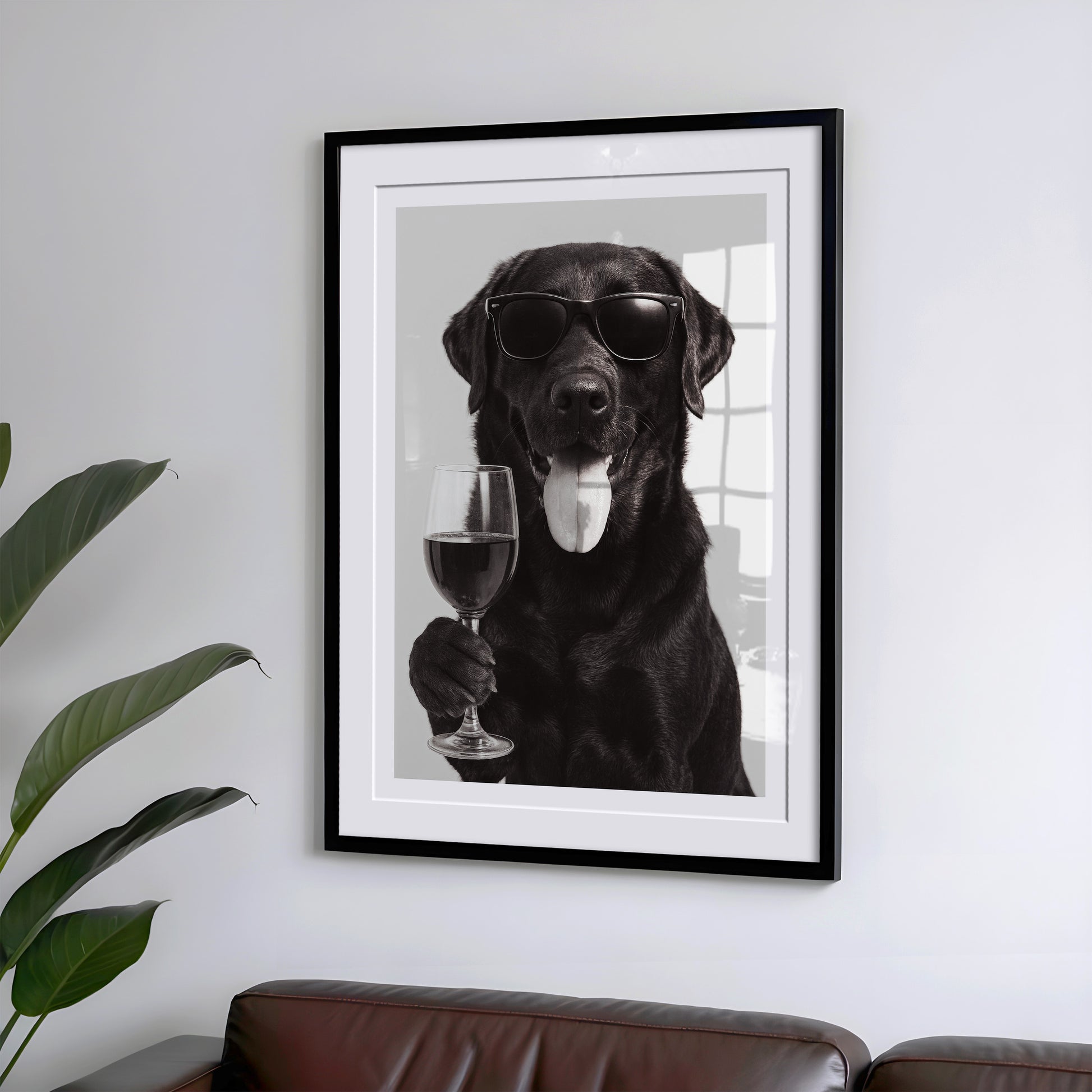 Labrador trinkt Wein Poster Vintage Druck - Wandkunst für deine Küche & Esszimmer