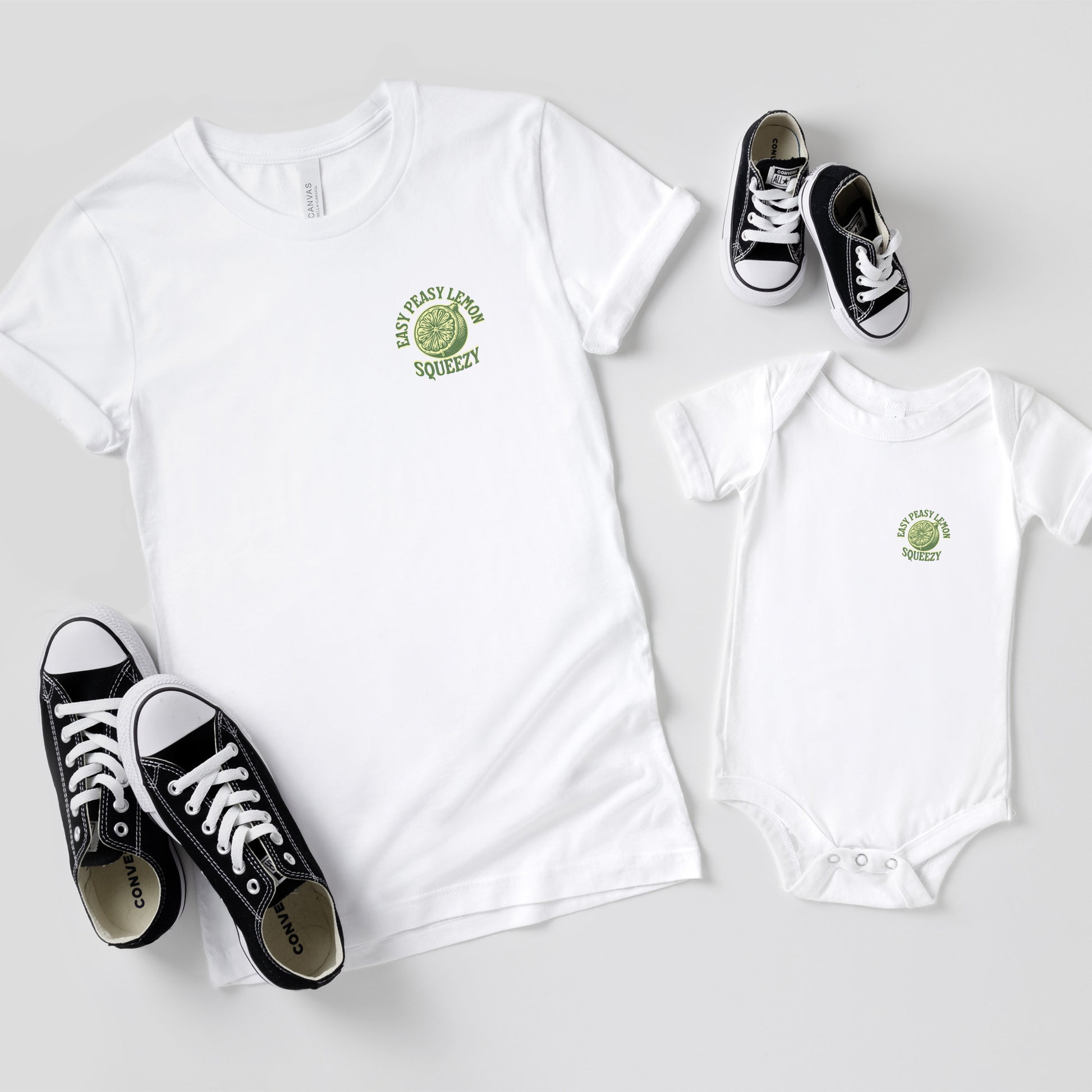 Vater Sohn & Mutter Tochter Partnerlook Easy Peasy Lemon Squeezy Shirts
