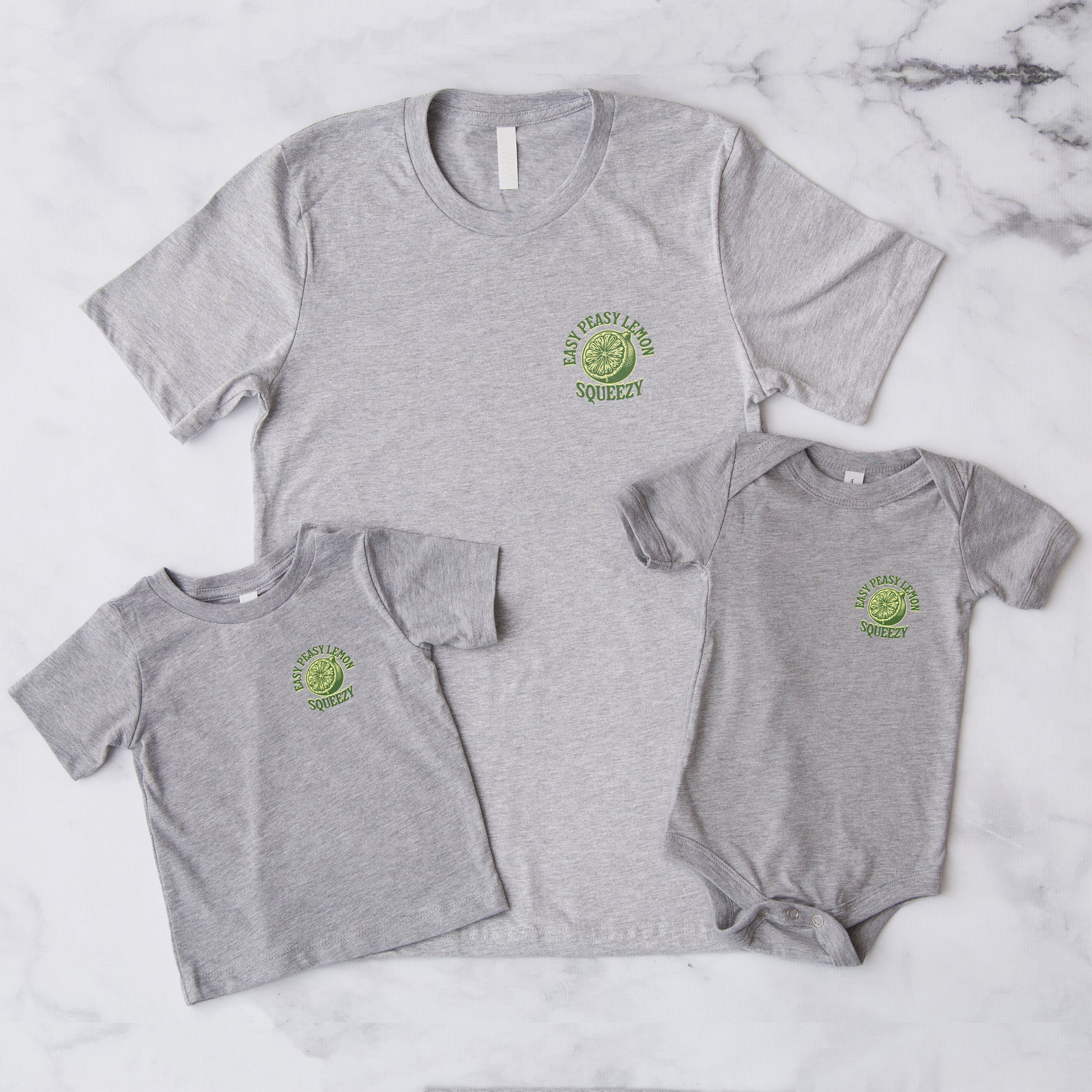 Vater Sohn & Mutter Tochter Partnerlook Easy Peasy Lemon Squeezy Shirts