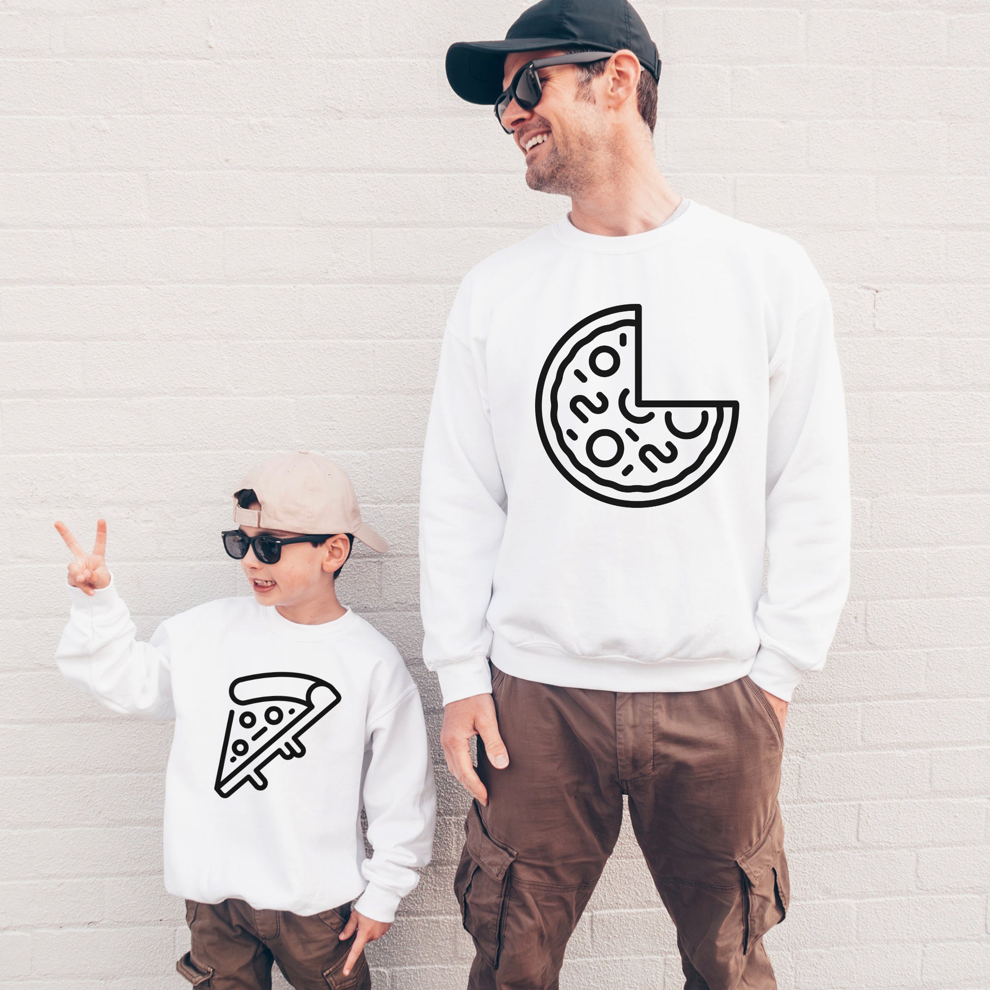Vater Sohn Partnerlook Pizza Pullover Mama Tochter Outfit Set Pizza Scheibe Sweater Valentinstag Geschenk Vatertag Papa Weihnachtsgeschenk