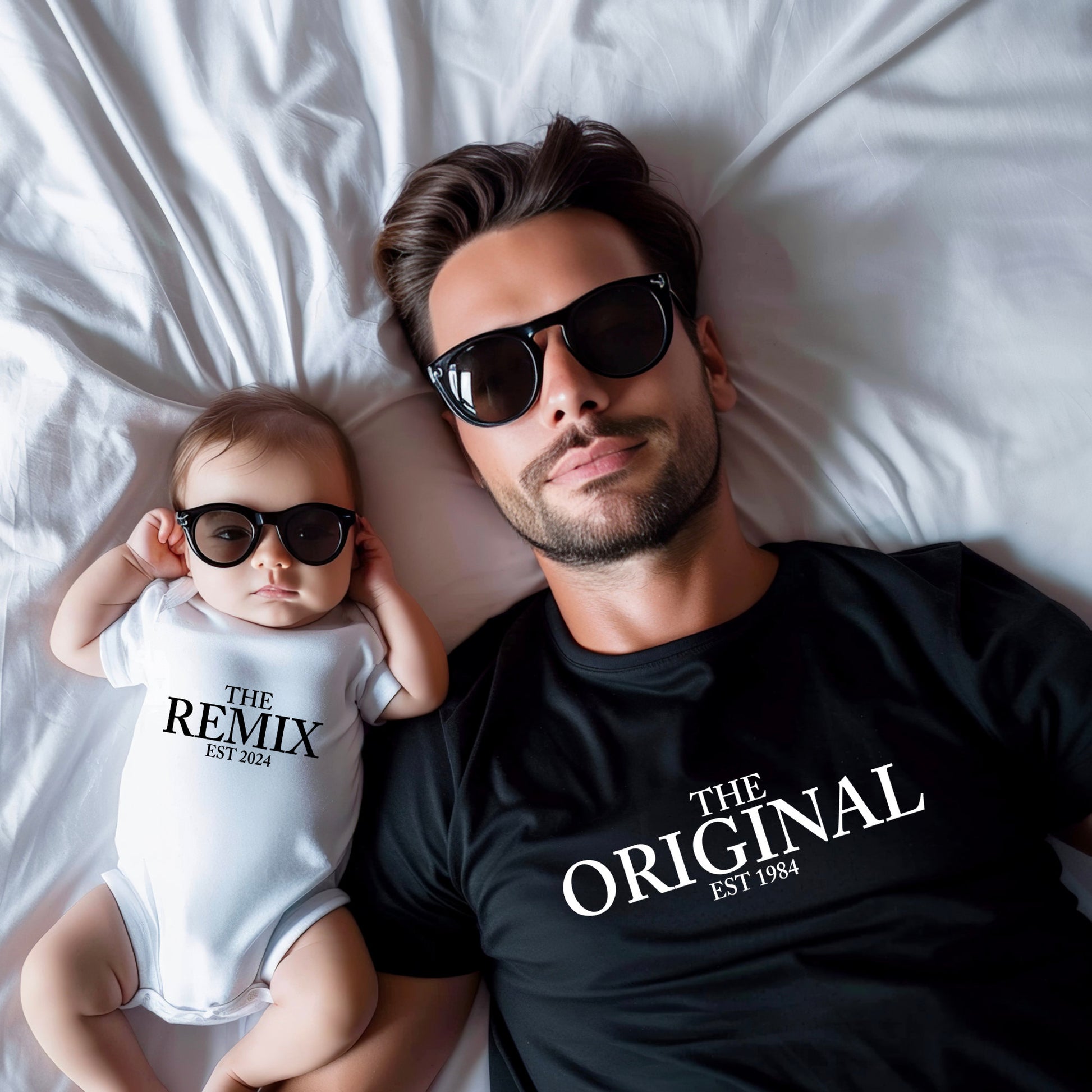 Personalisierte Geschenke Baby Vater Sohn Partnerlook Papa tshirt Mutter Tochter Outfit Geschenk Papa Valentinstag Original Remix Shirts