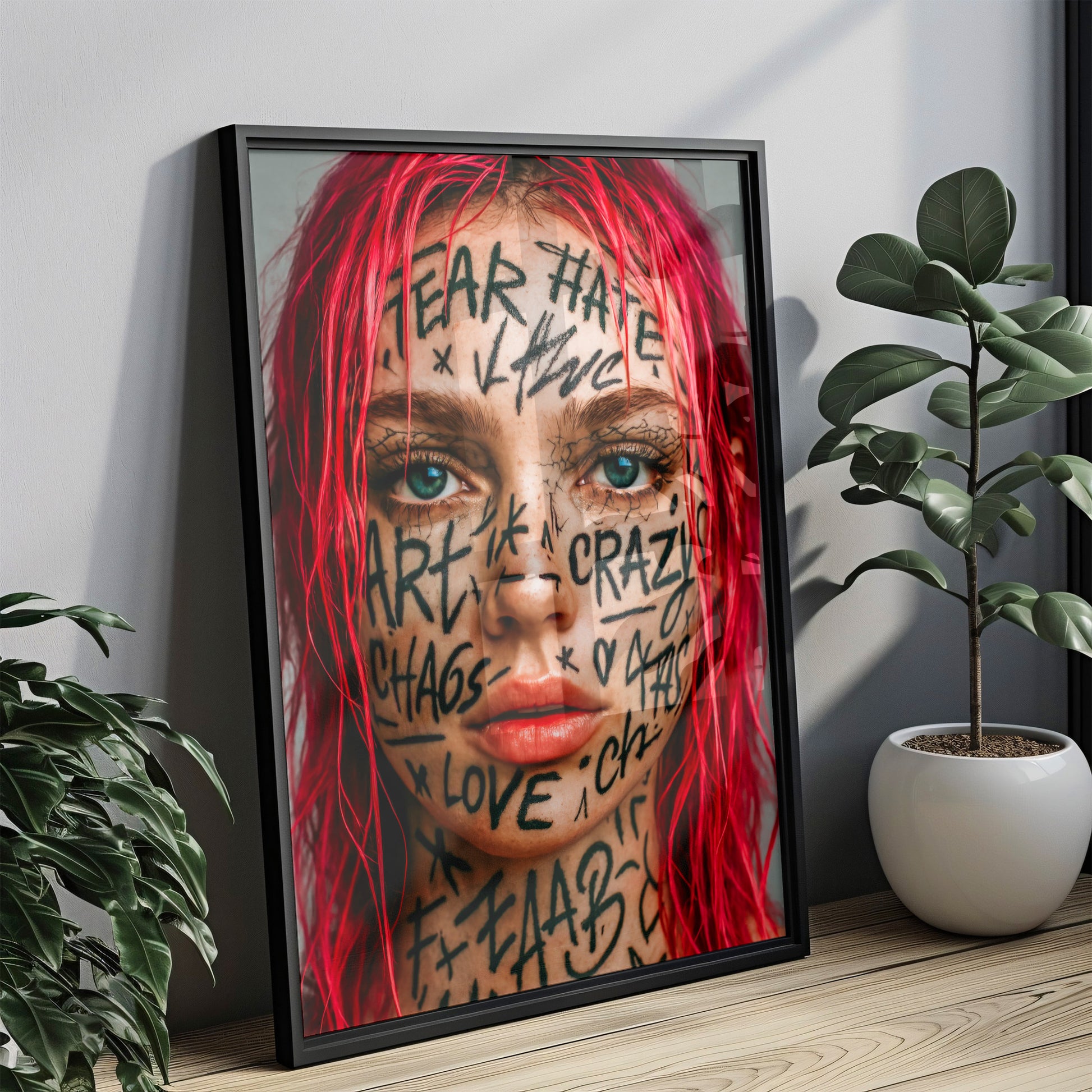 Frau Tattoo Poster Urbane Kunst Print - Mode Poster - Moderne Vintage Bilder & Wohndekoration - Wanddekoration Wohnzimmer Schlafzimmer Deko