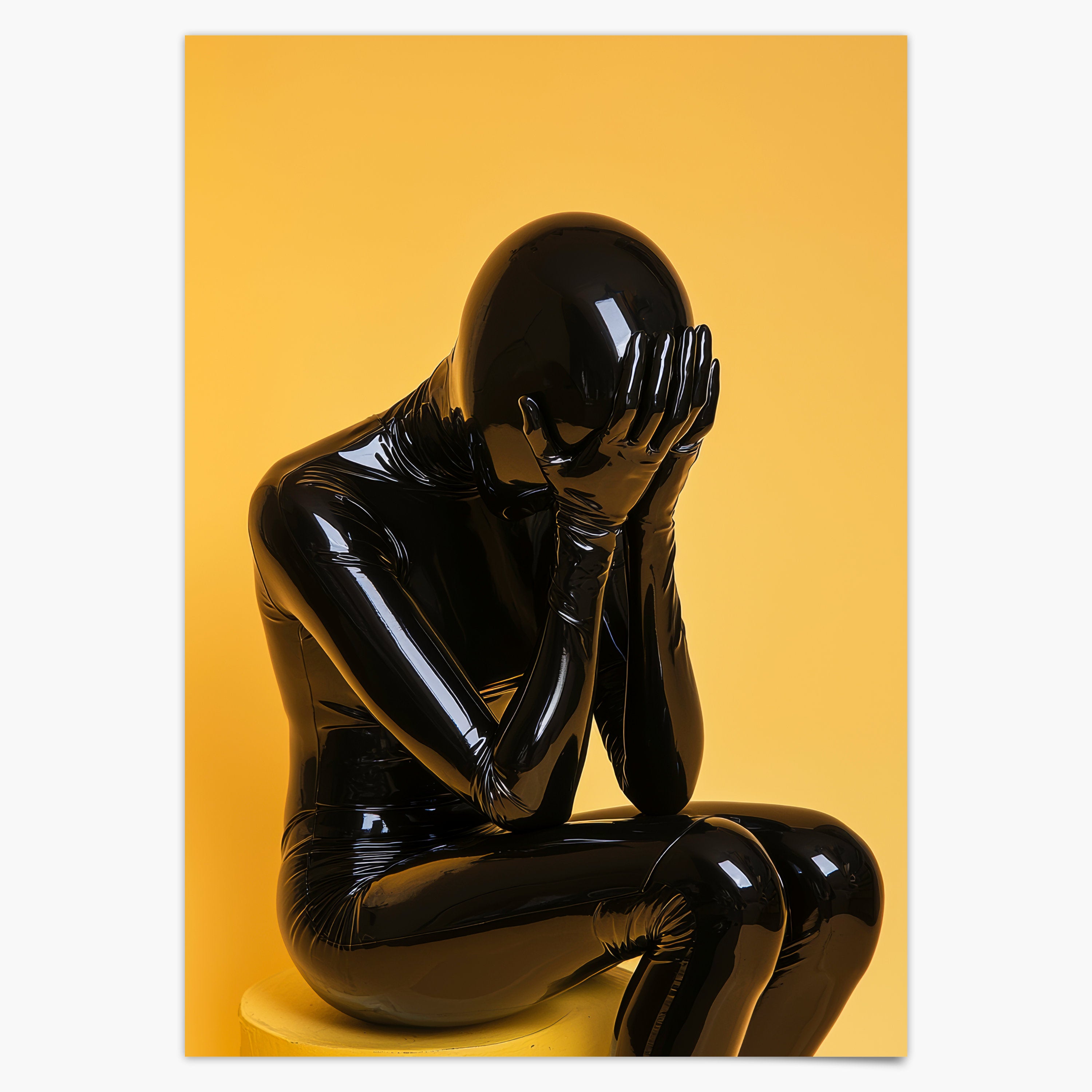 Frau in Latex Suit Bild Wohnzimmer Frau Poster Ästhetisch Wandkunst Art Deco Print