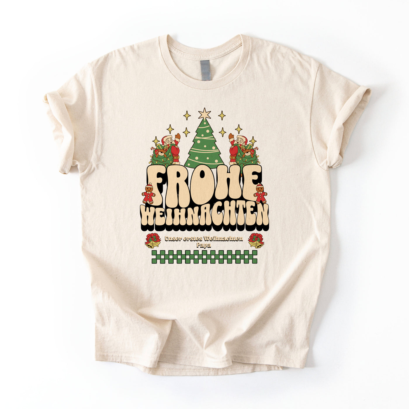 Familie im Partnerlook - Unser erstes Weihnachten Shirts Familienoutfit Festlich - Papa Babybody personalisiert T-Shirts Mama Tochter Outfit