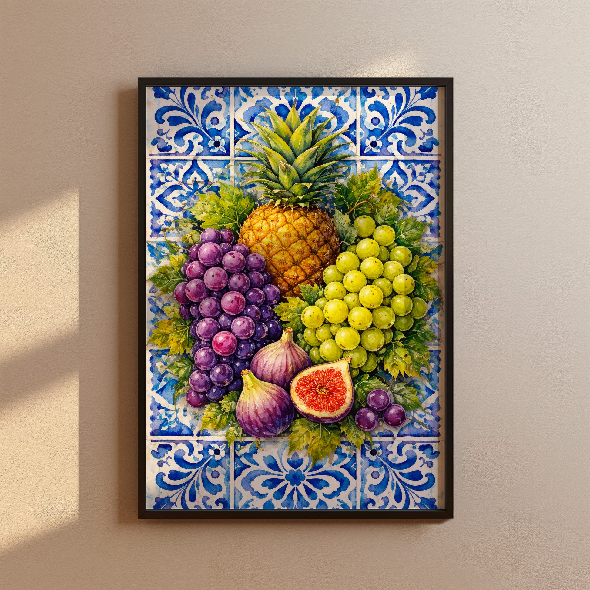 Küchen Poster mit Früchten in Fliesenoptik - Wanddeko für Esszimmer Bild