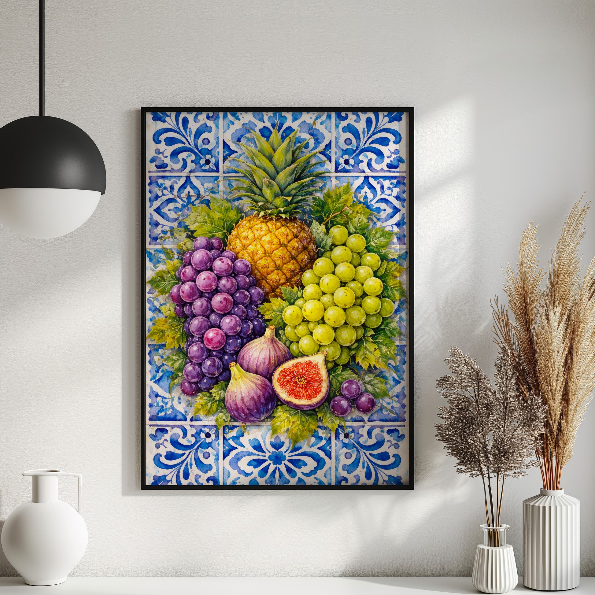 Küchen Poster mit Früchten in Fliesenoptik - Wanddeko für Esszimmer Bild