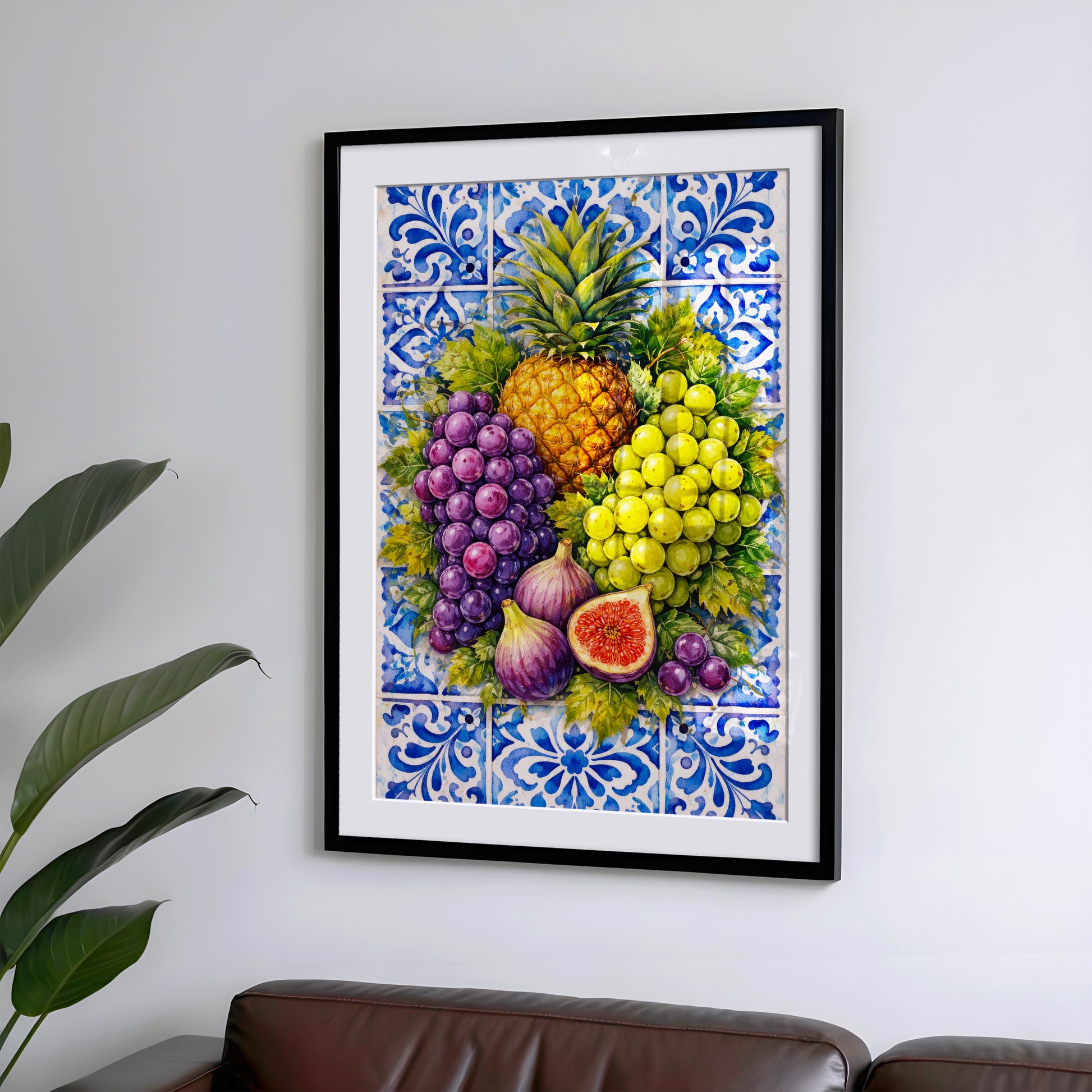 Küchen Poster mit Früchten in Fliesenoptik - Wanddeko für Esszimmer Bild