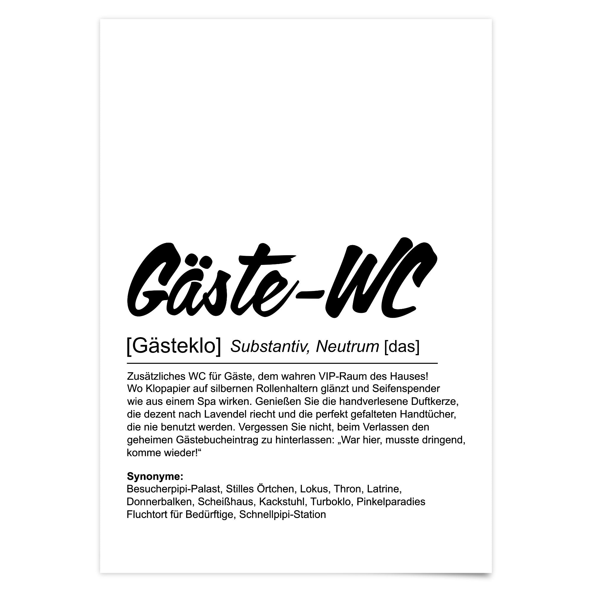 Gäste WC Poster Badezimmer Bild mit Definition Einzugsgeschenk Geschenk Umzug Lustige Poster mit Sprüchen Badezimmer Deko Badezimmer Print