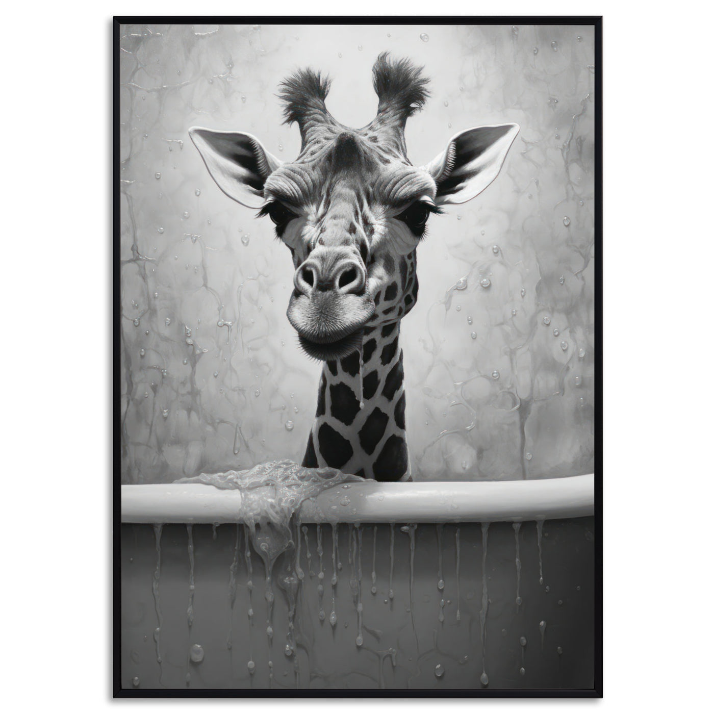 Badezimmer Poster Giraffe in Badewanne Badezimmer Bild Gäste WC Deko Bilder Lustig Trendige Poster Wanddeko Art Deco Wanddekoration