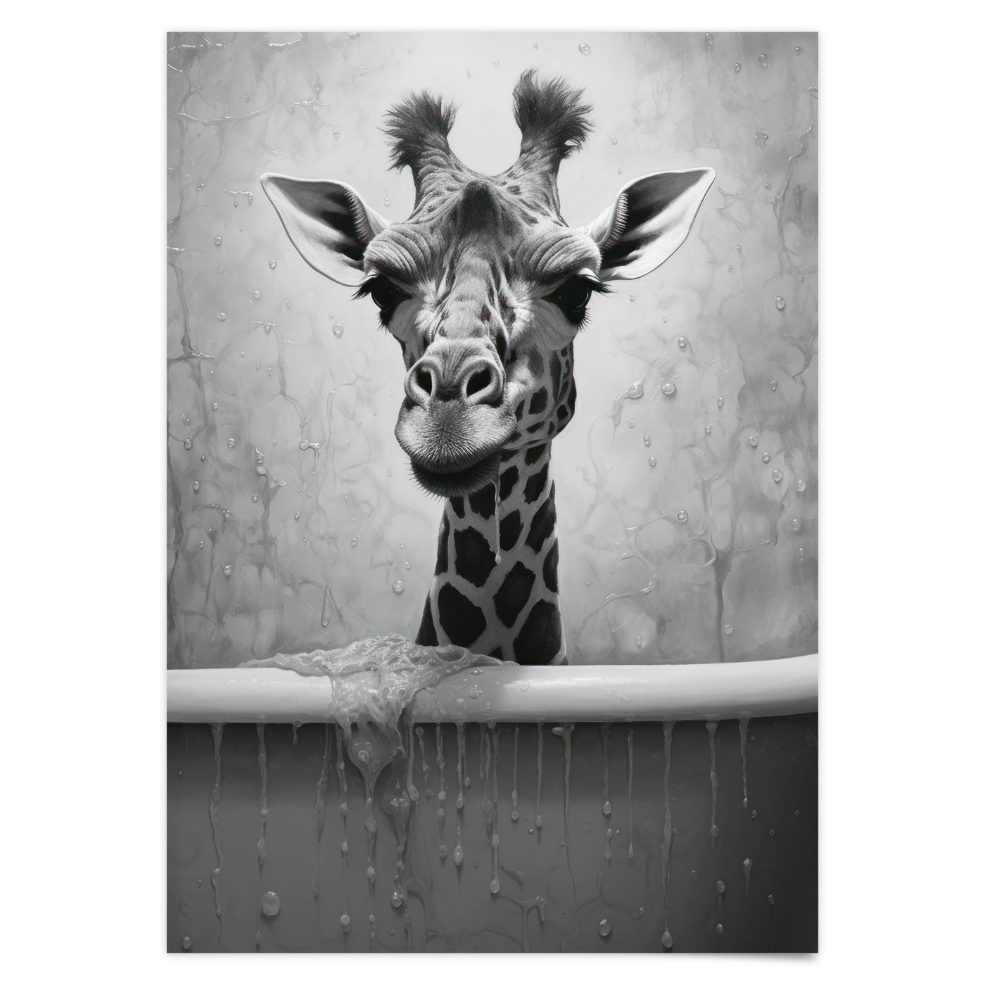 Badezimmer Poster Giraffe in Badewanne Badezimmer Bild Gäste WC Deko Bilder Lustig Trendige Poster Wanddeko Art Deco Wanddekoration
