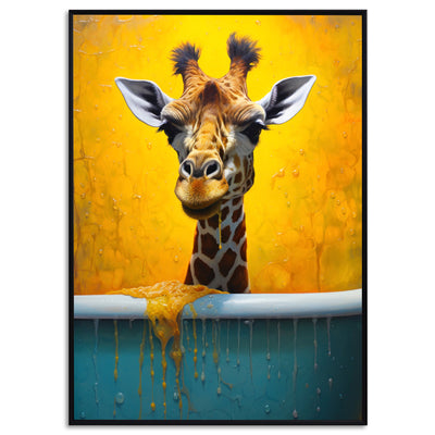 Badezimmer Poster Giraffe in Badewanne Badezimmer Bilder Lustig Gäste WC Deko Bilder Trendige Poster Wanddeko Art Deco Wanddekoration