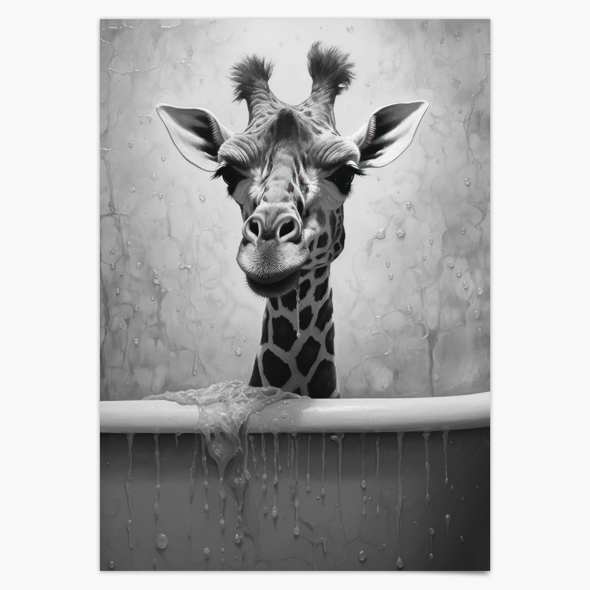 Badezimmer Poster Giraffe in Badewanne Badezimmer Bild Gäste WC Deko Bilder Lustig Trendige Poster Wanddeko Art Deco Wanddekoration