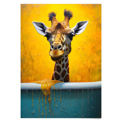 Badezimmer Poster Giraffe in Badewanne Badezimmer Bilder Lustig Gäste WC Deko Bilder Trendige Poster Wanddeko Art Deco Wanddekoration