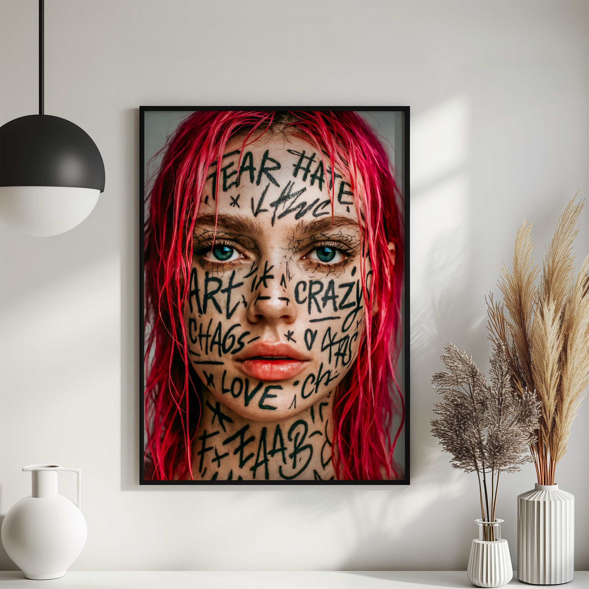 Frau Tattoo Poster Urbane Kunst Print - Mode Poster - Moderne Vintage Bilder & Wohndekoration - Wanddekoration Wohnzimmer Schlafzimmer Deko