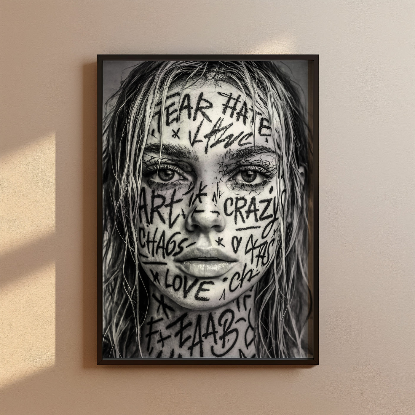 Schwarz-Weiß Frauen Poster Tattoo - Urbane Kunst Print - Moderne Vintage Bilder & Wohndekoration - Wanddekoration Wohnzimmer Schlafzimmer