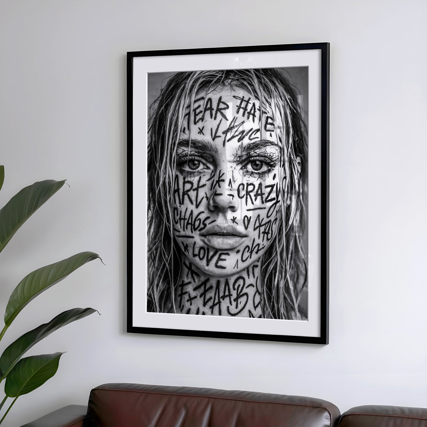 Schwarz-Weiß Frauen Poster Tattoo - Urbane Kunst Print - Moderne Vintage Bilder & Wohndekoration - Wanddekoration Wohnzimmer Schlafzimmer