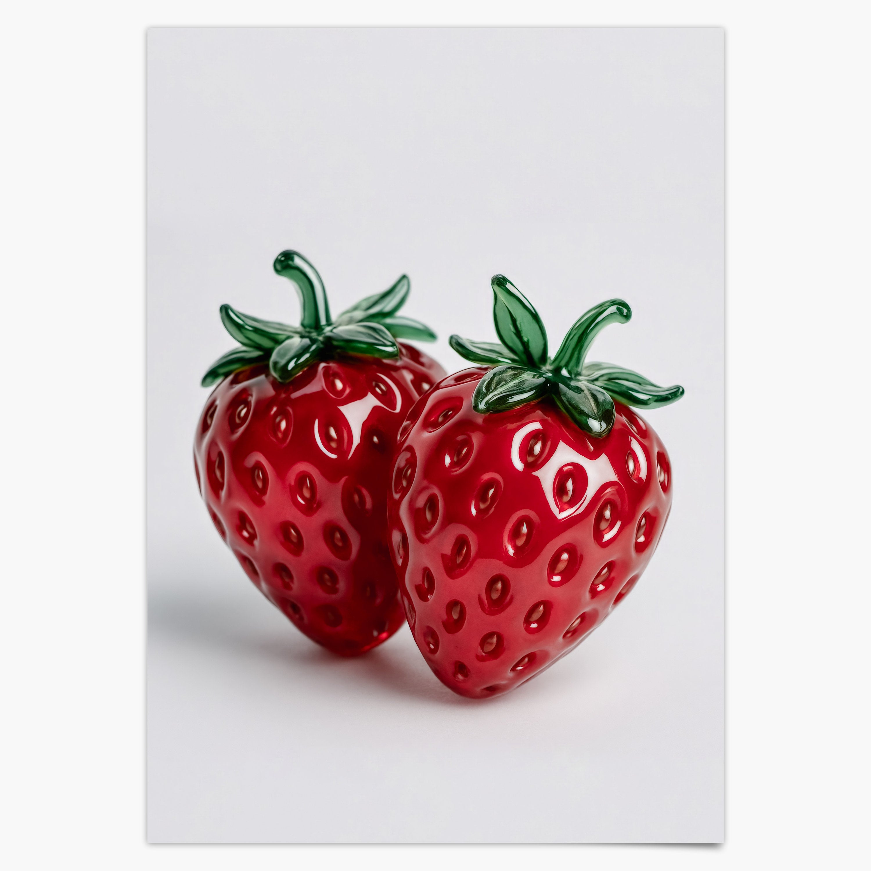 Glaserdbeeren Poster – Modernes Wandbild, Glas Kunstprint, Stillleben mit Erdbeeren