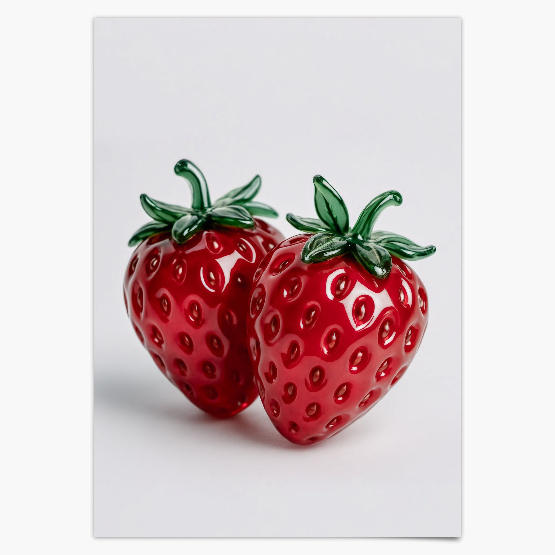 Glaserdbeeren Poster – Modernes Wandbild, Glas Kunstprint, Stillleben mit Erdbeeren
