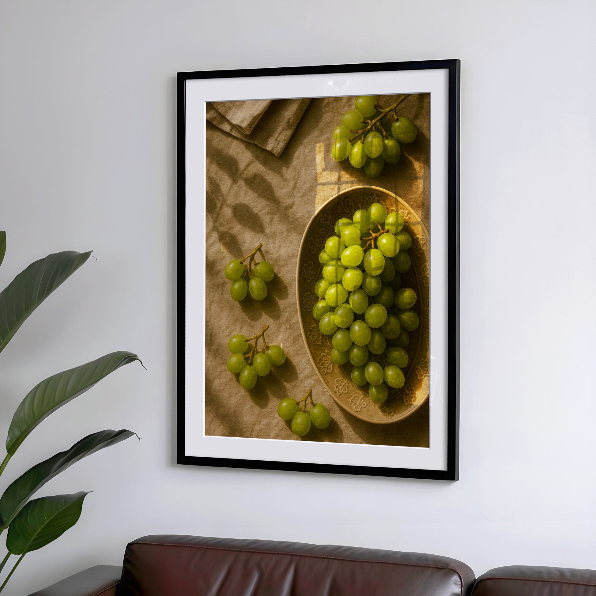 Küchenposter Weintrauben Stillleben - Esszimmer Bild - Vintage Kunst Gemüsegarten