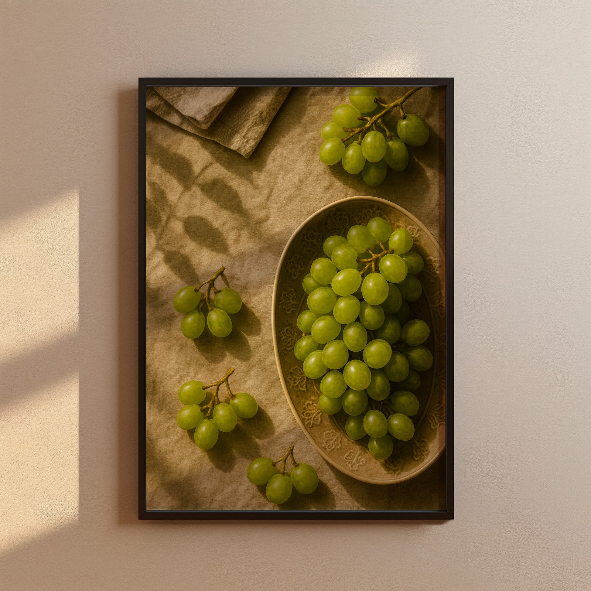 Küchenposter Weintrauben Stillleben - Esszimmer Bild - Vintage Kunst Gemüsegarten