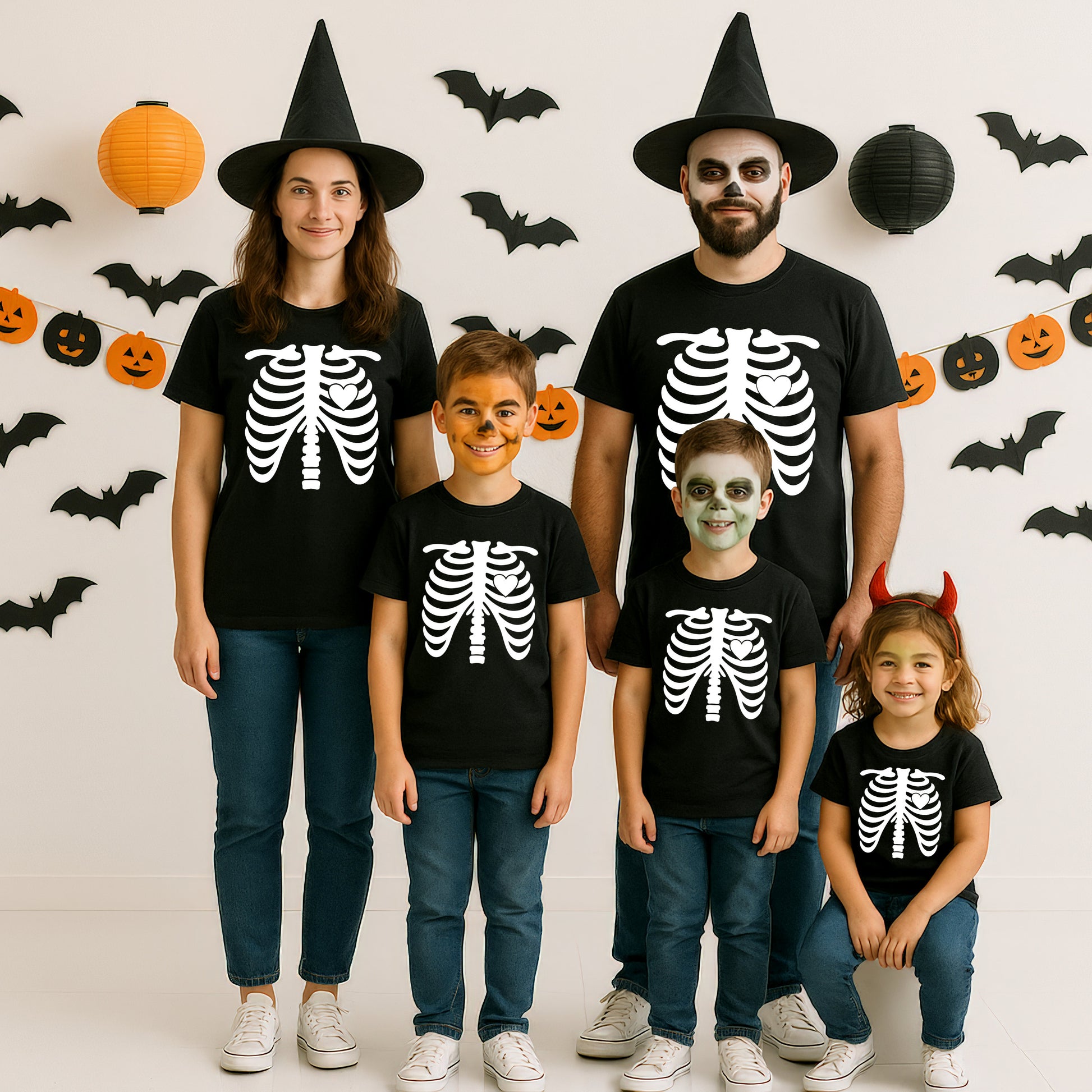 Familienoutfit Halloween Kostüm - Partnerlook für Vater & Sohn und Mutter Tochter Outfit - Familienshirts Fotoshooting - Baby Geschenk