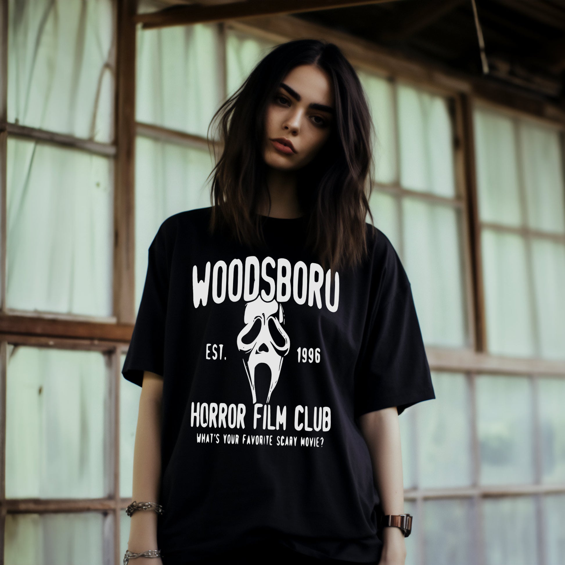 Halloween Shirt Woodsboro Horror Film Club Shirt Scary Movie T-Shirt Scream Unisex Shirt Parodie Fun Satire