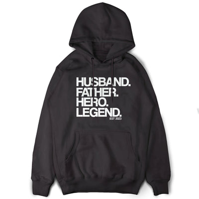 Papa Geschenk Hoodie Personalisiert Pullover für Papa mit Wunschdatum Husband, Father, Hero, Legend Vatertag Geschenk Vatertagsgeschenk