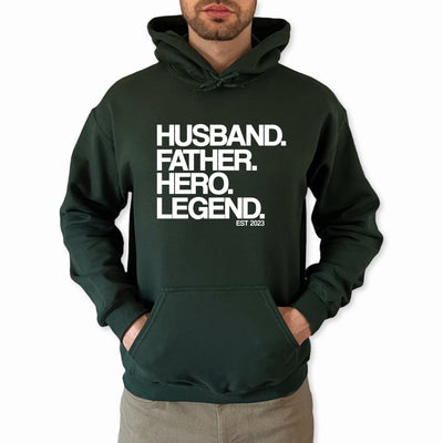Papa Geschenk Hoodie Personalisiert Pullover für Papa mit Wunschdatum Husband, Father, Hero, Legend Vatertag Geschenk Vatertagsgeschenk