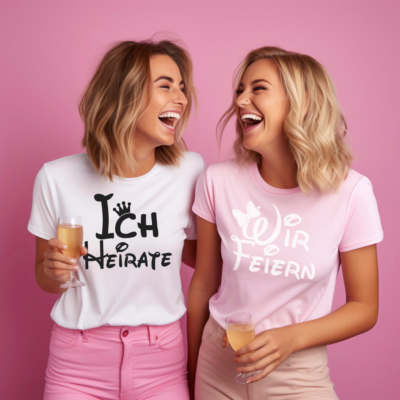 JGA Frauen JGA Shirt Braut Ich Heirate Team Wir Feiern Junggesellinnenabschied T-Shirt Party Shirts Feiern