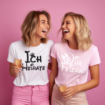 JGA Frauen JGA Shirt Braut Ich Heirate Team Wir Feiern Junggesellinnenabschied T-Shirt Party Shirts Feiern